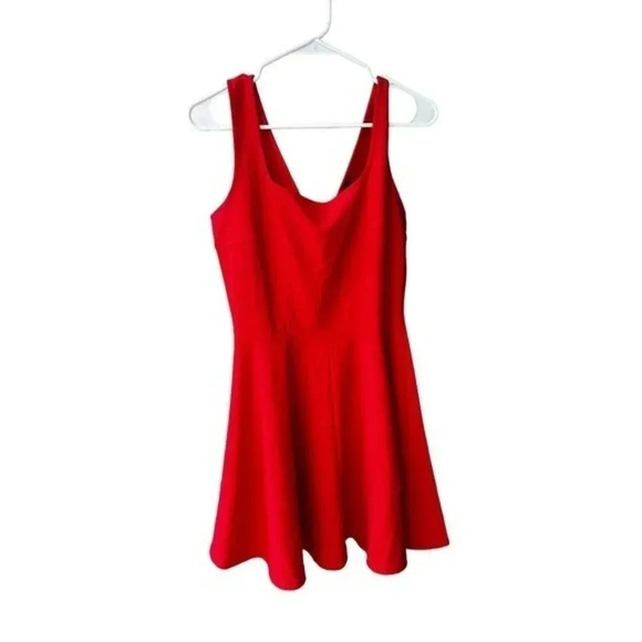 Lulus Womens Stretch Square Neck Sleeveless Fit‎ & Flare Dress Red Medium - Picture 1 of 6